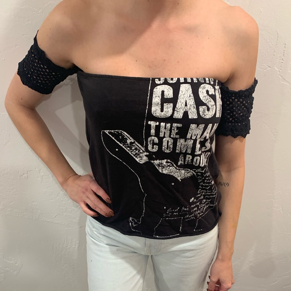 Vintage Johnny Cash off shoulder top